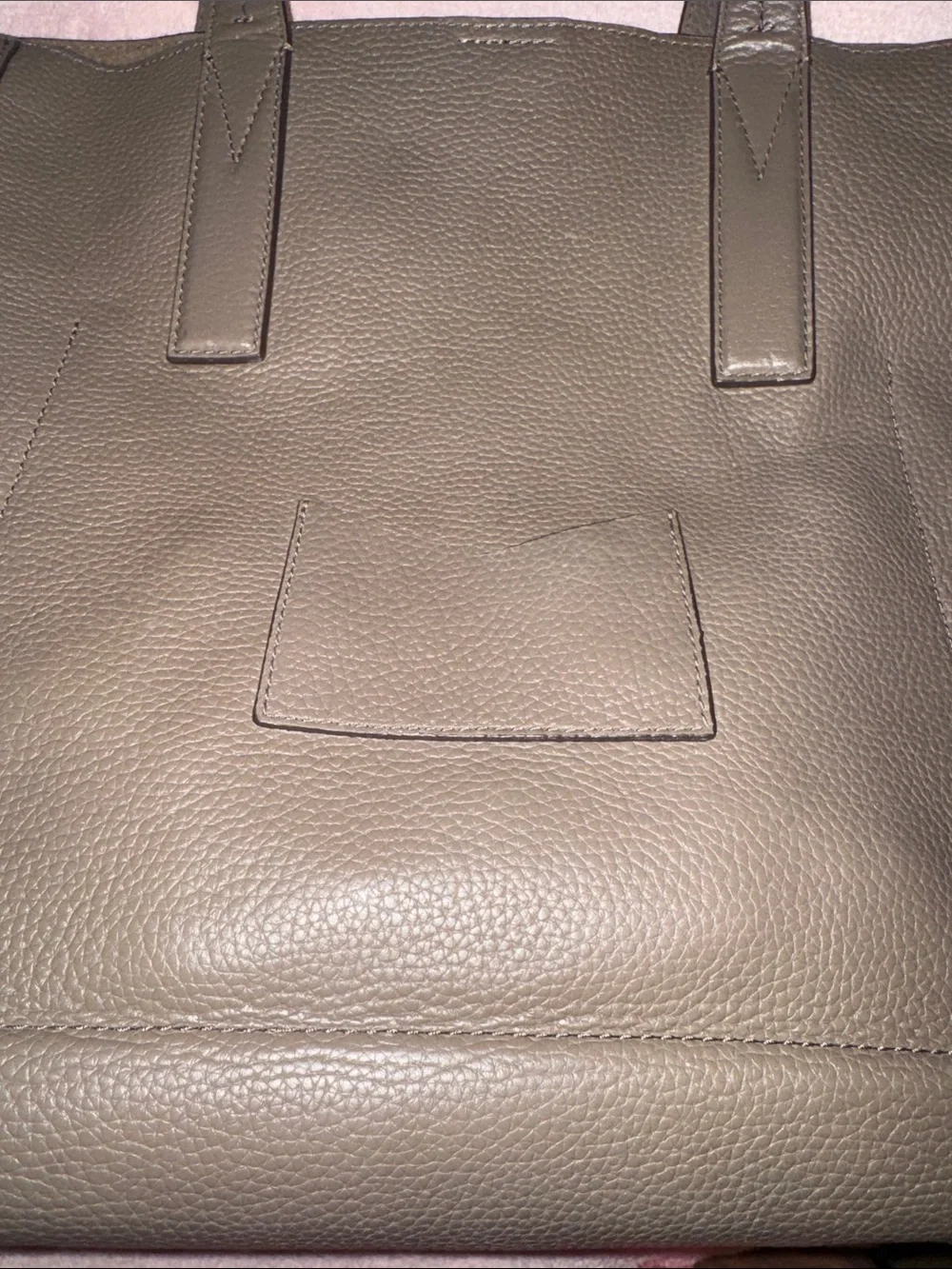 Michael Kors Olive Leather Pebbled Tote with Gold MK Logo
